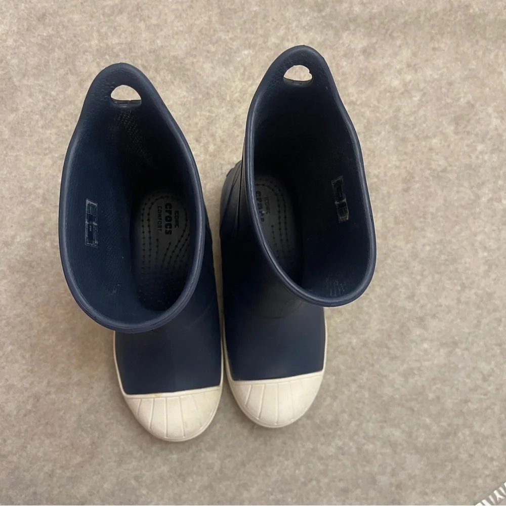 CROCS Navy Blue Toddle Little Boy Rubber Rain Boots Size 13